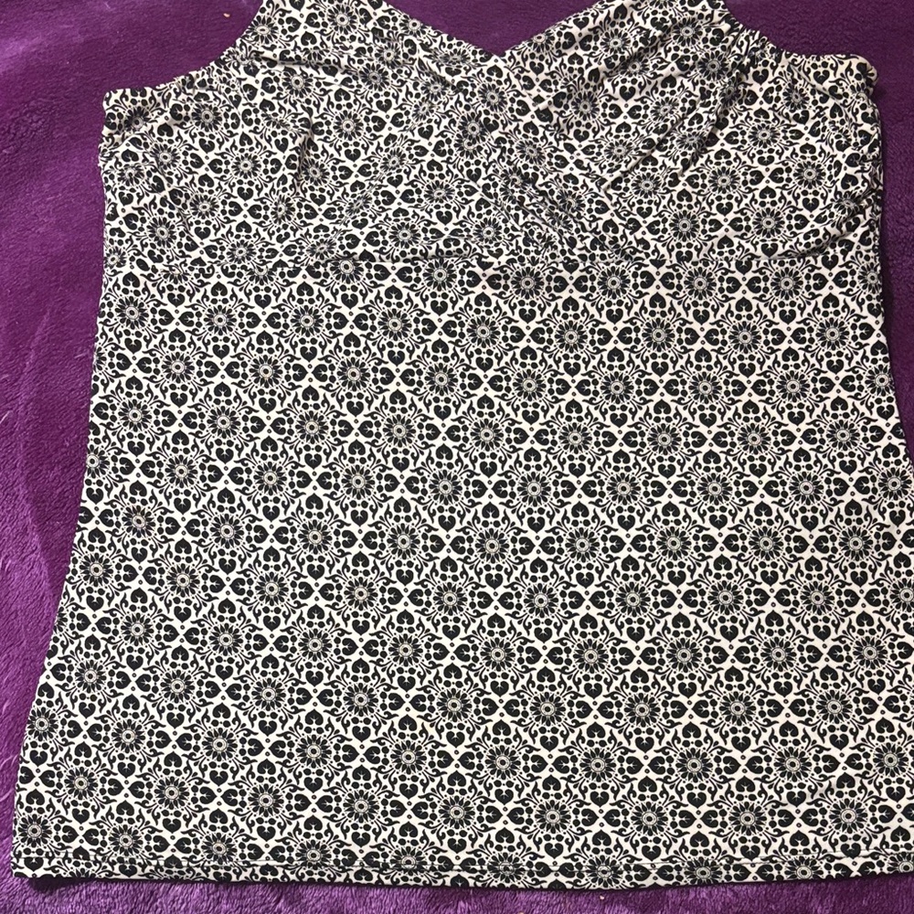 White House Black Market Black and White Patterned Tank Top